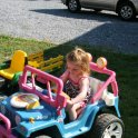 Amber studies her Barbie Jeep